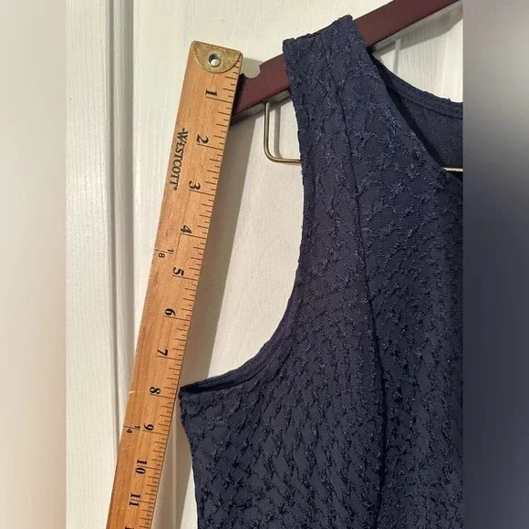 BIRDCAGE Anthropologie Navy Blue Sleeveless Cocktail Dress LARGE Back Cut Out - Picture 7 of 14